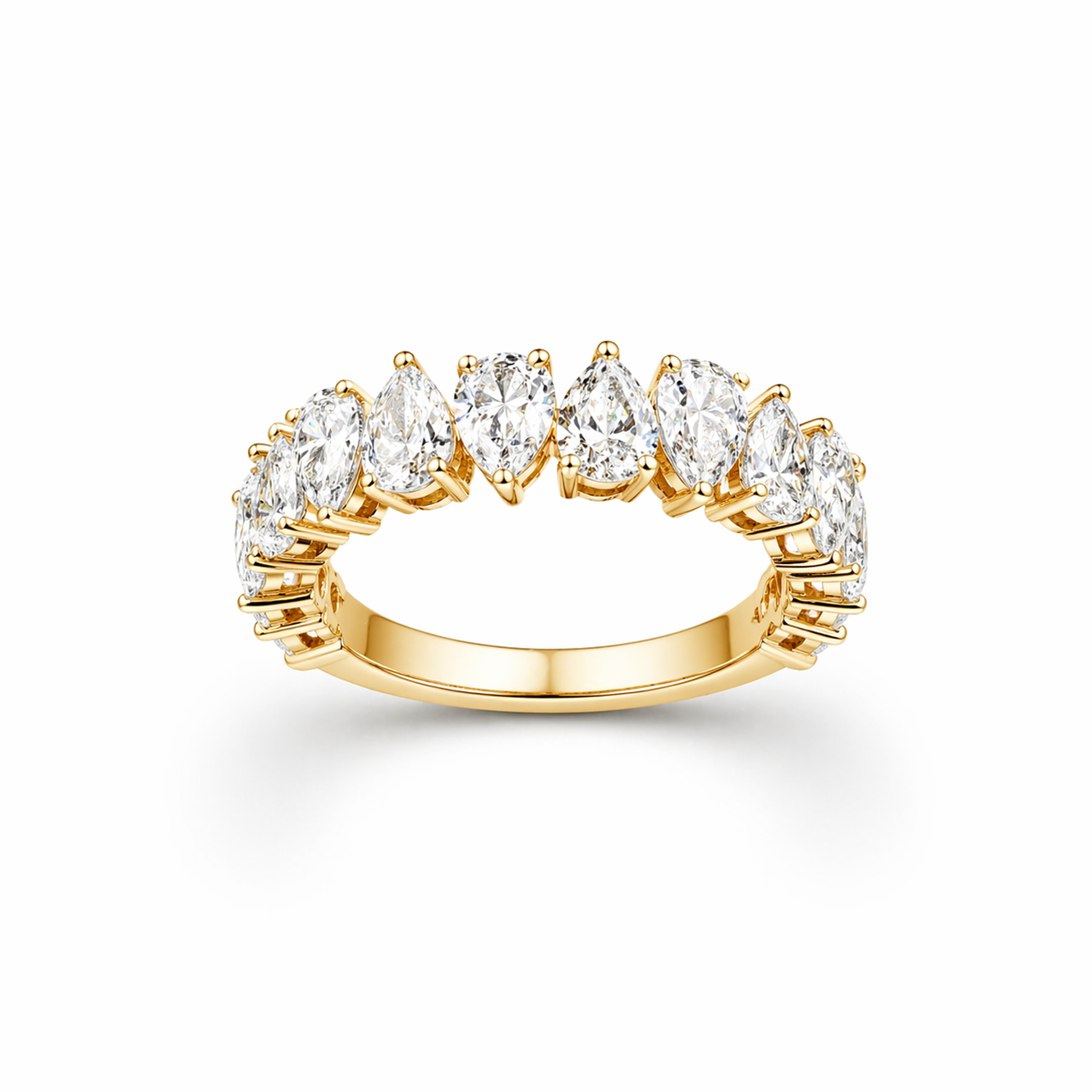 Pear Cut All-the-Way Ring in 18K Gold, Lab-Grown Diamond