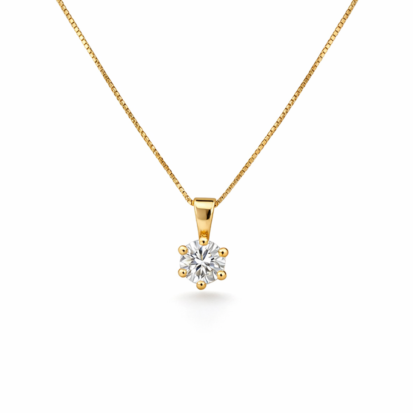 Round Brilliant Cut Necklace in 18K Gold, Lab-Grown Diamond