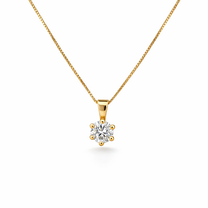 Round Brilliant Cut Necklace in 18K Gold, Lab-Grown Diamond