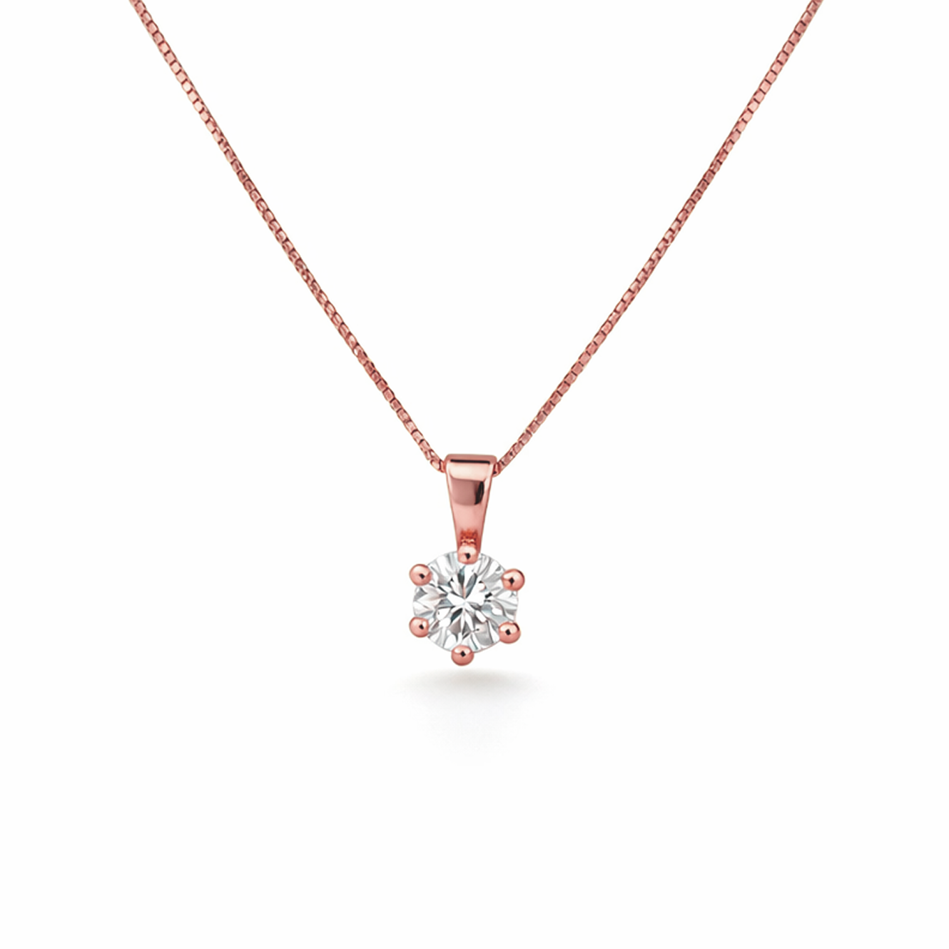 Round Brilliant Cut Necklace in 18K Gold, Lab-Grown Diamond