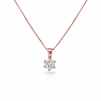 Round Brilliant Cut Necklace in 18K Gold, Lab-Grown Diamond