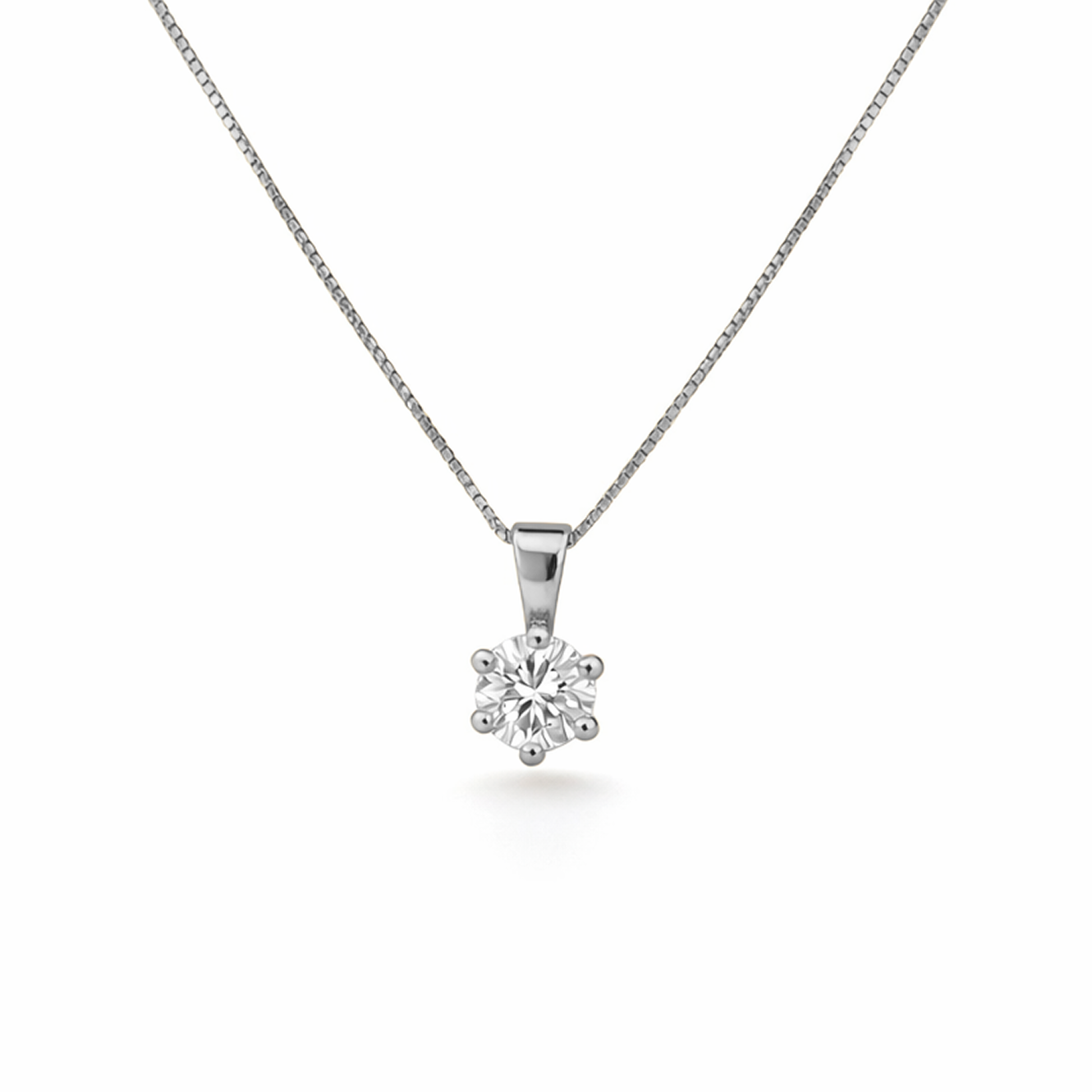 Round Brilliant Cut Necklace in 18K Gold, Lab-Grown Diamond
