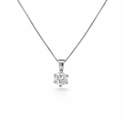 Round Brilliant Cut Necklace in 18K Gold, Lab-Grown Diamond