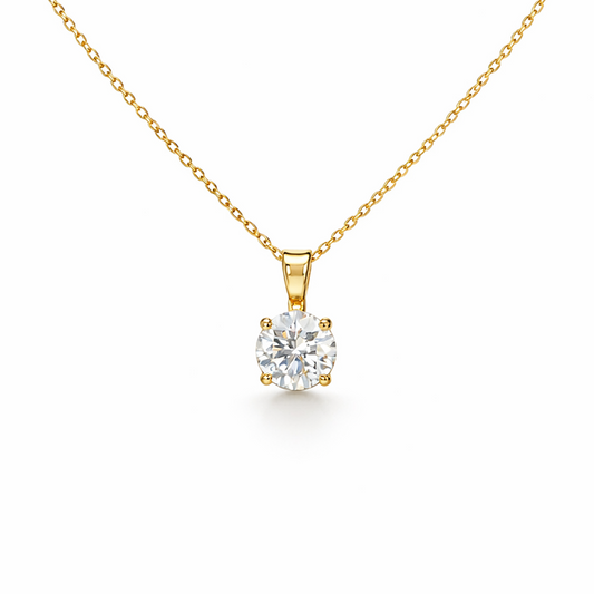 Round Diamond Necklace in 18K Gold, Lab-Grown Diamond