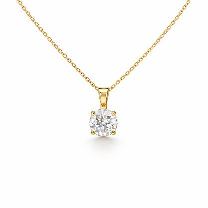 Round Diamond Necklace in 18K Gold, Lab-Grown Diamond