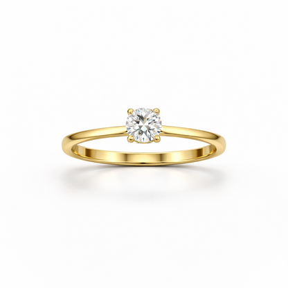 Classic Round Solitaire Engagement Ring in 18K Gold, Lab-Grown Diamond