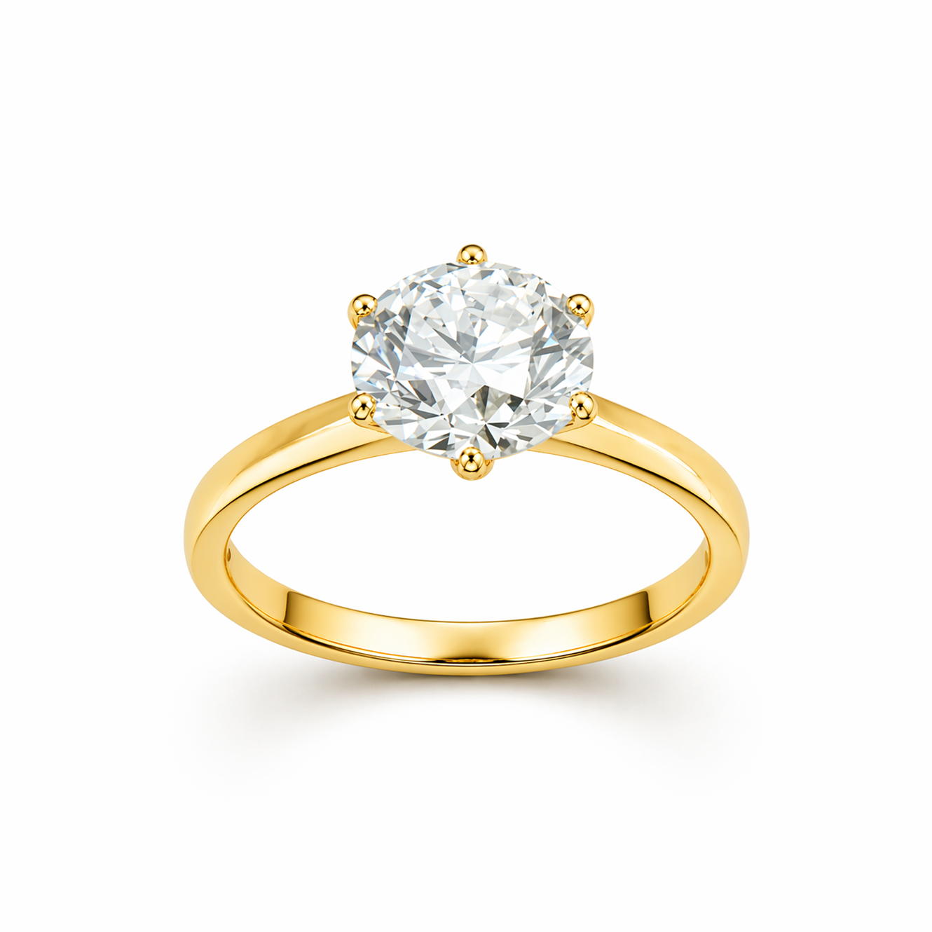 Round Cut Solitaire Engagement Ring in 18K Gold, Lab-Grown Diamond