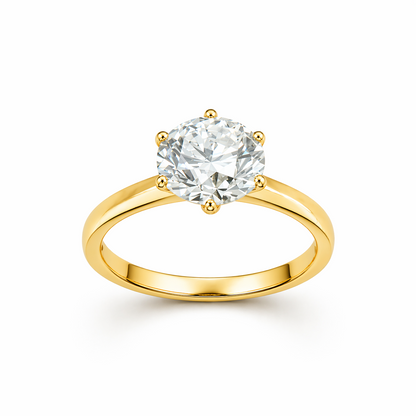 Round Cut Solitaire Engagement Ring in 18K Gold, Lab-Grown Diamond