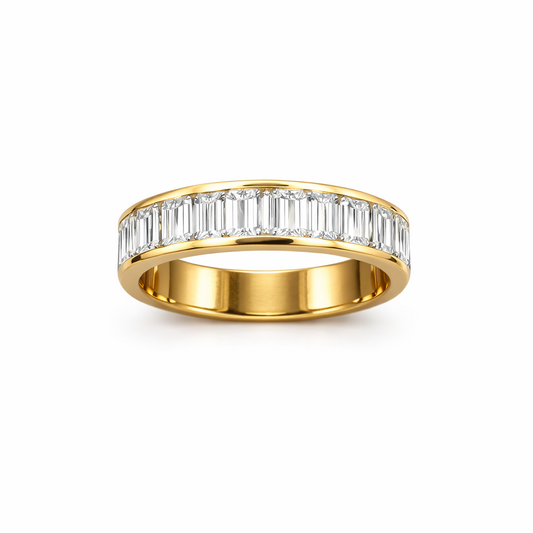 Baguette Cut Channel-Set Wedding Ring in 18K Gold, Lab-Grown Diamond