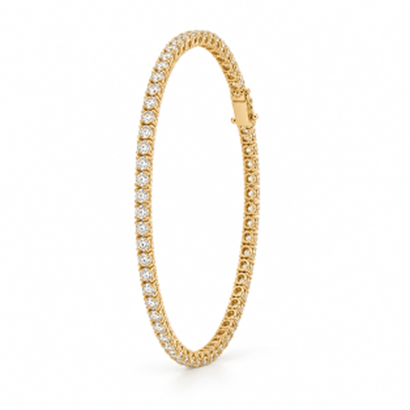 Round Cut Prong-Set Tennis Bracelet in 18K Gold, Lab-Grown Diamond