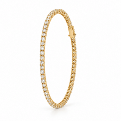 Round Cut Prong-Set Tennis Bracelet in 18K Gold, Lab-Grown Diamond
