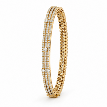 Round Brilliant Multi Layered Bracelet in 18K Gold, Lab-Grown Diamond