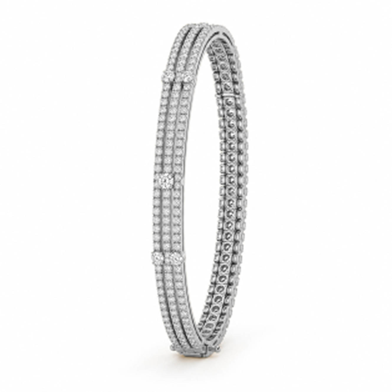Round Brilliant Multi Layered Bracelet in 18K Gold, Lab-Grown Diamond