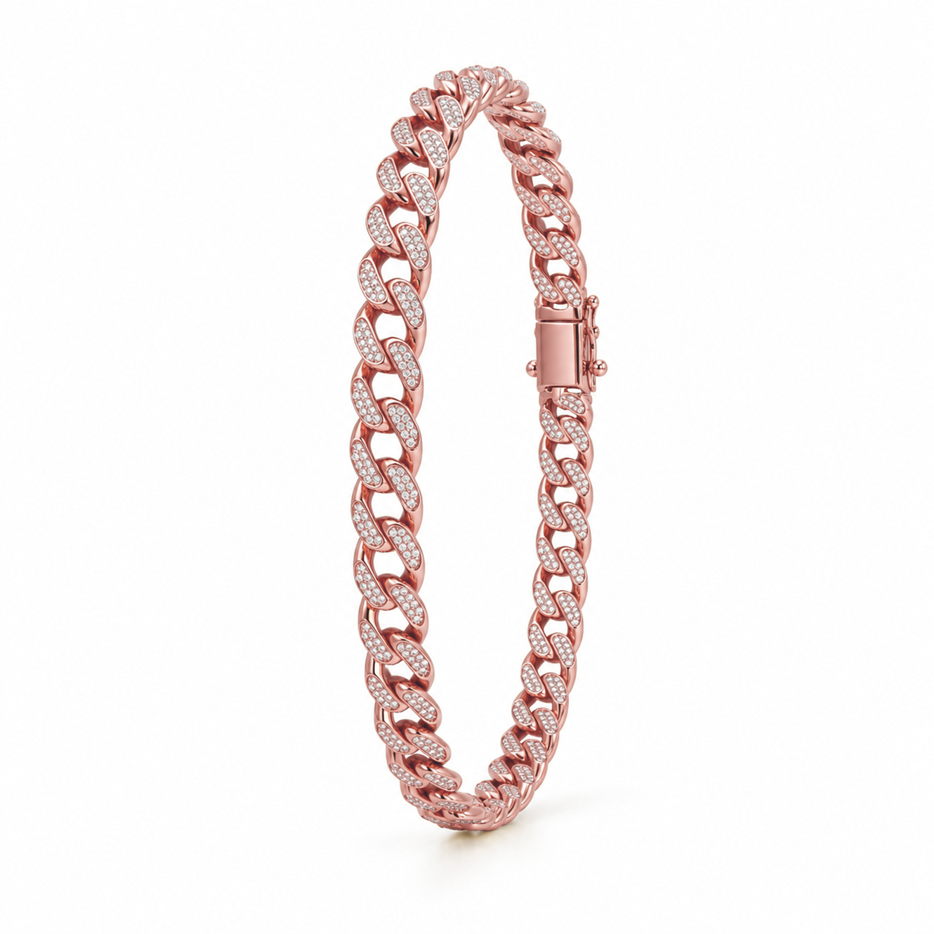 Round Cut Pavé Set Men’s Bracelet in 18K Yellow Gold, Lab-Grown Diamond