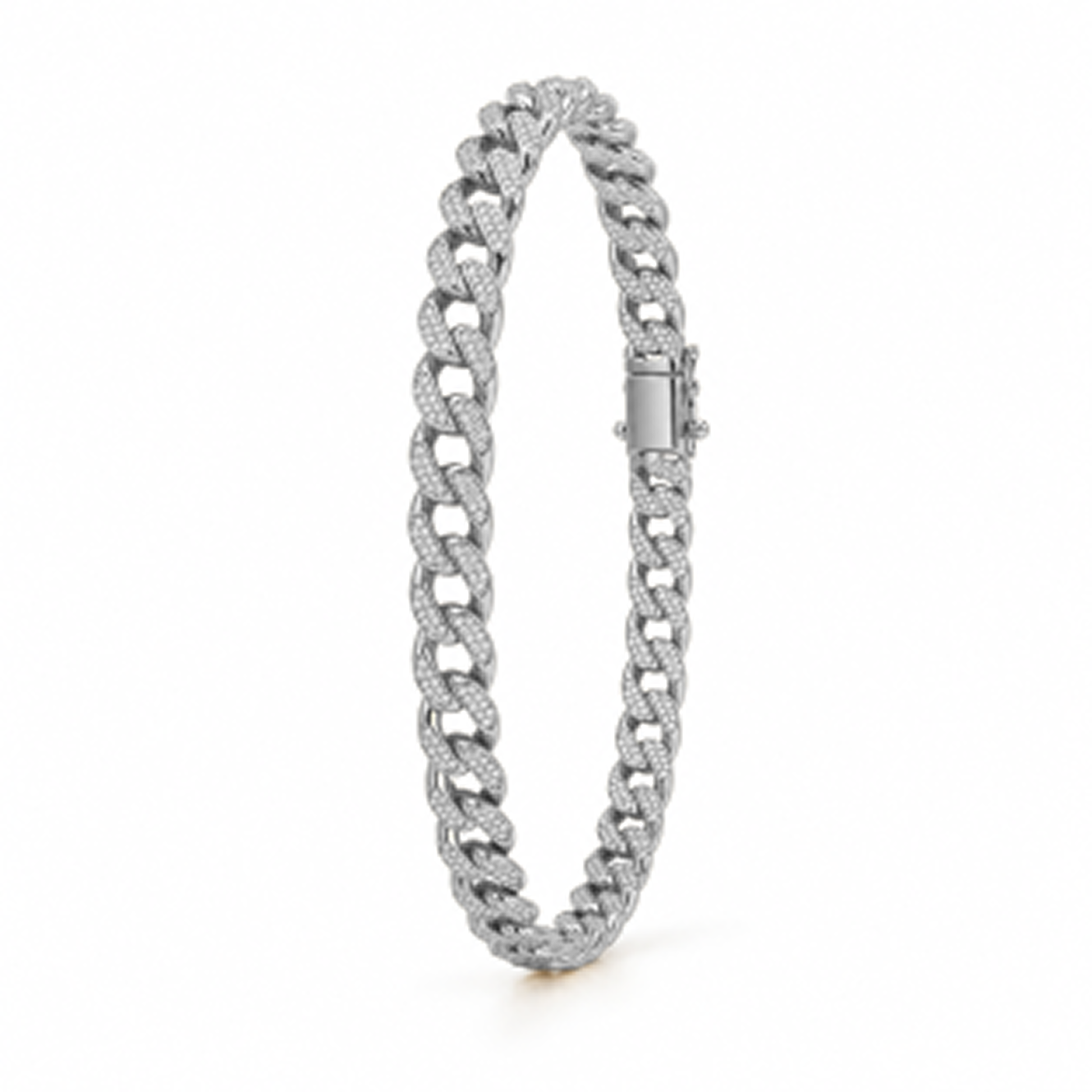 Round Cut Pavé Set Men’s Bracelet in 18K Yellow Gold, Lab-Grown Diamond