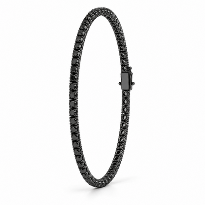 Round Cut Black Tennis Bracelet in 18K Gold, Lab-Grown Diamond
