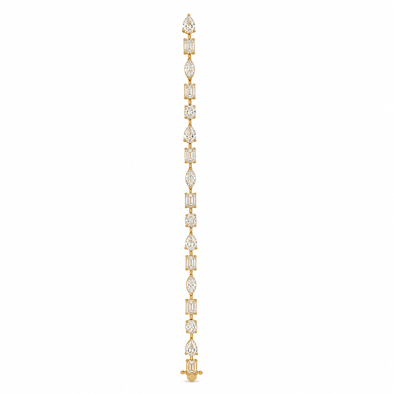 Mixed Cut Prong-Set Tennis Bracelet in 18K Gold, Lab-Grown Diamond