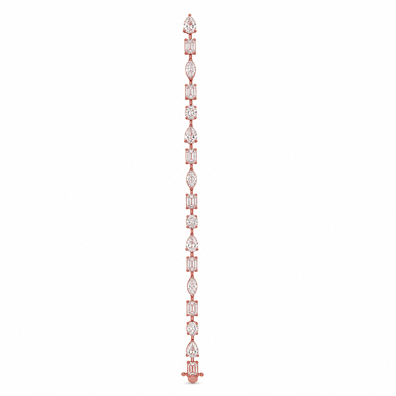 Mixed Cut Prong-Set Tennis Bracelet in 18K Gold, Lab-Grown Diamond