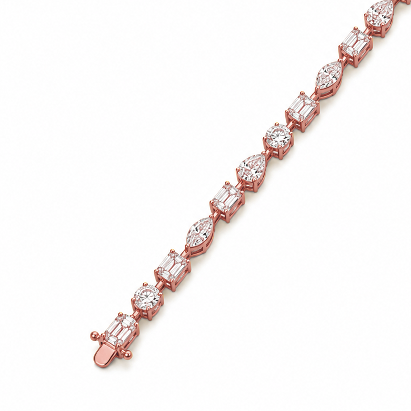 Mixed Cut Prong-Set Tennis Bracelet in 18K Gold, Lab-Grown Diamond