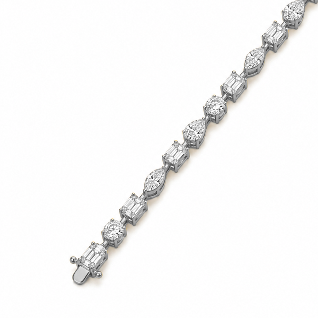 Mixed Cut Prong-Set Tennis Bracelet in 18K Gold, Lab-Grown Diamond