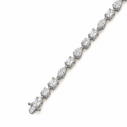 Mixed Cut Prong-Set Tennis Bracelet in 18K Gold, Lab-Grown Diamond