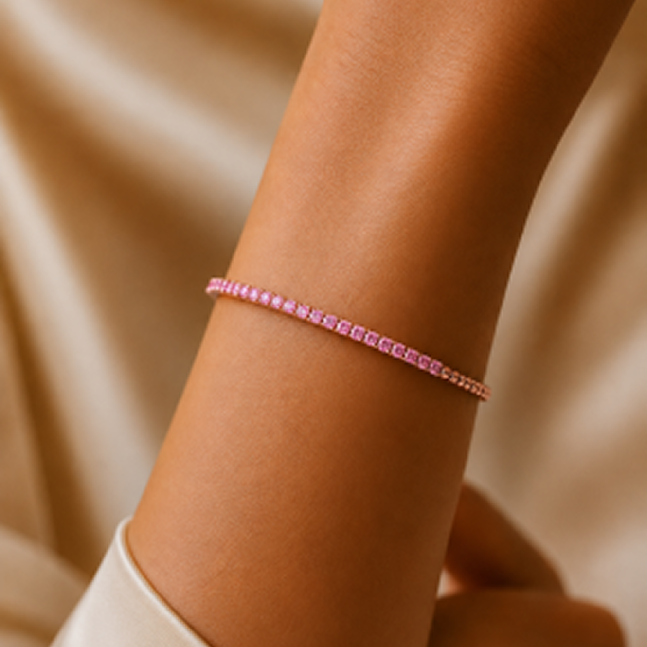 Pink Diamond Bracelet in 18K Gold, Lab-Grown Diamond