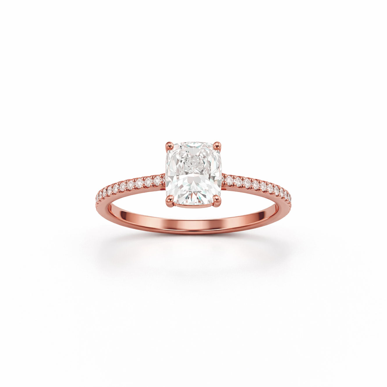 Cushion Cut Classic Engagement Ring in 18K Gold, Lab-Grown Diamond