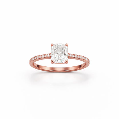 Cushion Cut Classic Engagement Ring in 18K Gold, Lab-Grown Diamond