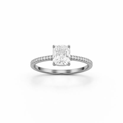 Cushion Cut Classic Engagement Ring in 18K Gold, Lab-Grown Diamond
