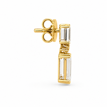 Emerald Cut Drop Earrings in 18K Gold, Lab-Grown Diamond