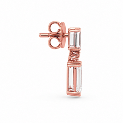 Emerald Cut Drop Earrings in 18K Gold, Lab-Grown Diamond
