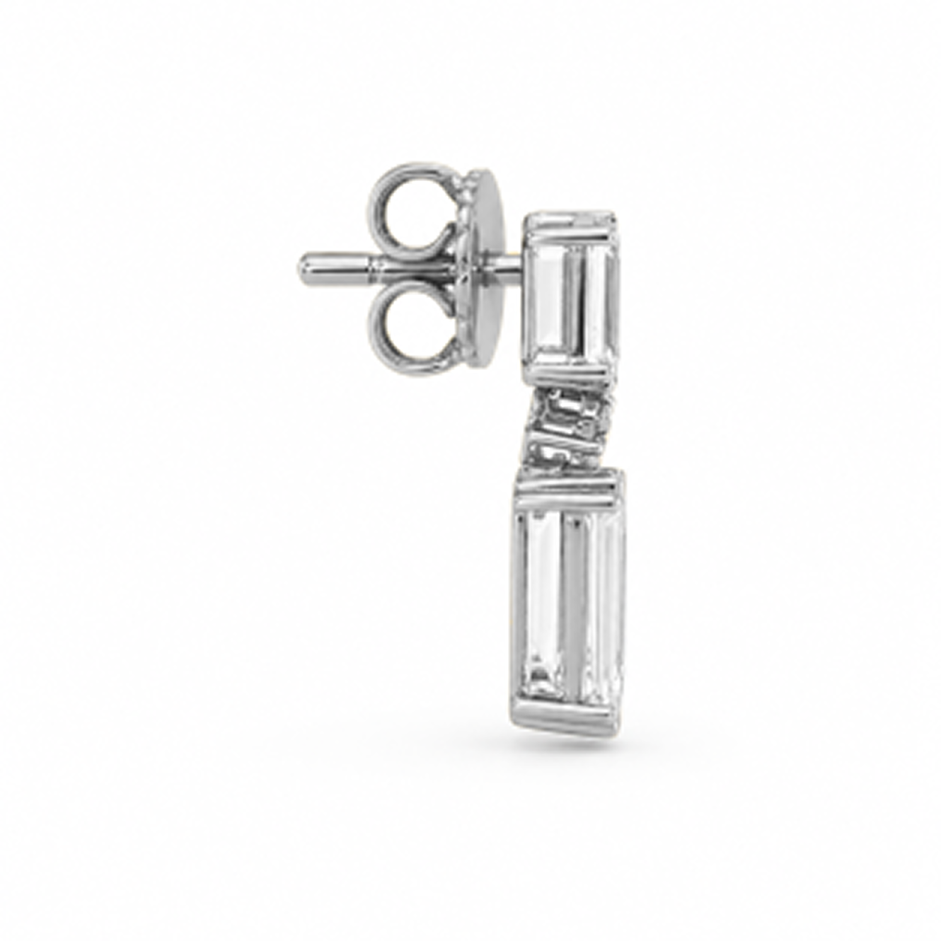 Emerald Cut Drop Earrings in 18K Gold, Lab-Grown Diamond