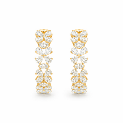 Mixed-Cut Diamond Hoop Earrings in 18K Gold, Lab-Grown Diamond