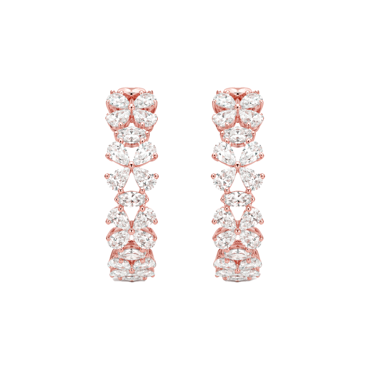 Mixed-Cut Diamond Hoop Earrings in 18K Gold, Lab-Grown Diamond