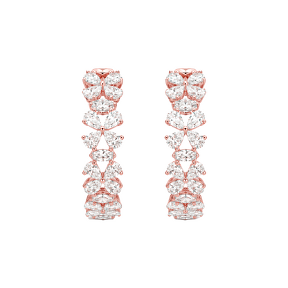 Mixed-Cut Diamond Hoop Earrings in 18K Gold, Lab-Grown Diamond