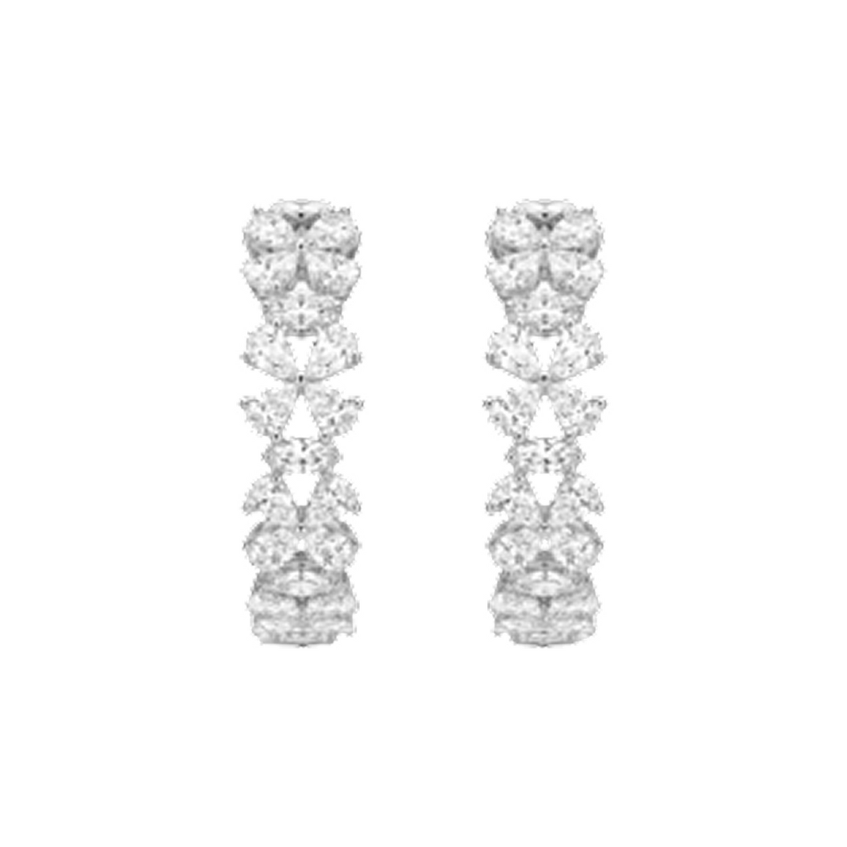 Mixed-Cut Diamond Hoop Earrings in 18K Gold, Lab-Grown Diamond