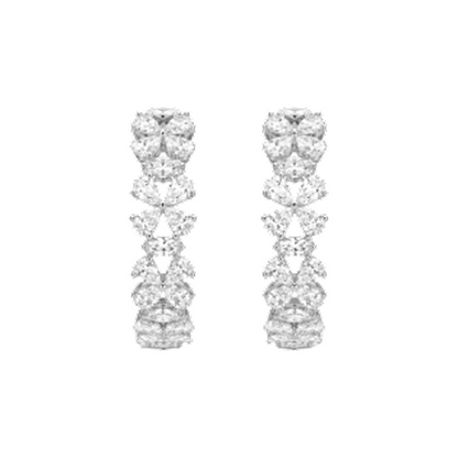 Mixed-Cut Diamond Hoop Earrings in 18K Gold, Lab-Grown Diamond