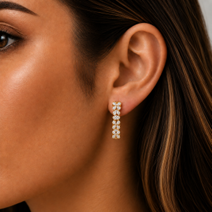 Mixed-Cut Diamond Hoop Earrings in 18K Gold, Lab-Grown Diamond