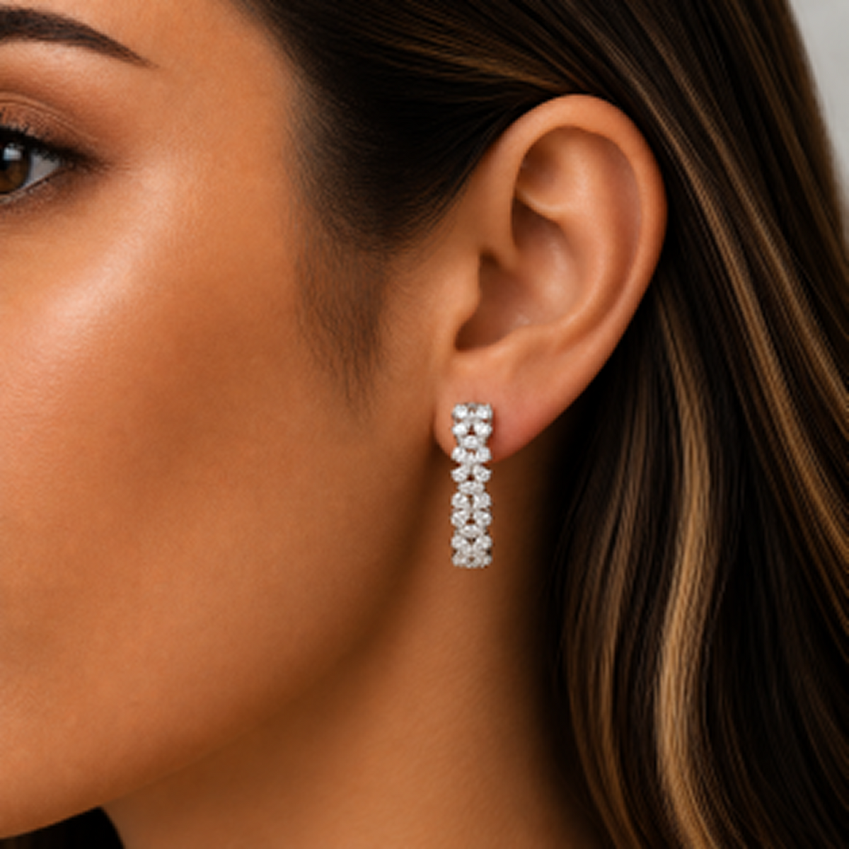 Mixed-Cut Diamond Hoop Earrings in 18K Gold, Lab-Grown Diamond