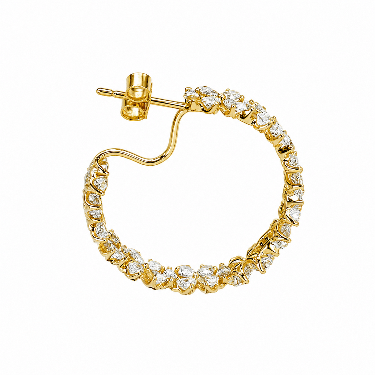 Mixed-Cut Diamond Hoop Earrings in 18K Gold, Lab-Grown Diamond