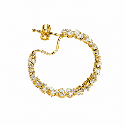 Mixed-Cut Diamond Hoop Earrings in 18K Gold, Lab-Grown Diamond