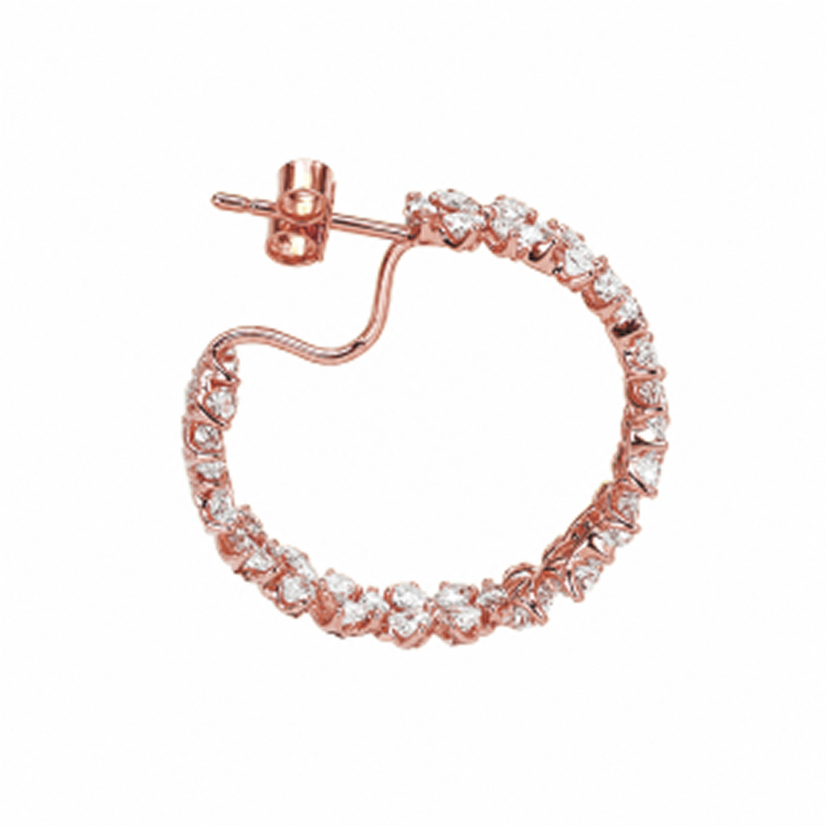 Mixed-Cut Diamond Hoop Earrings in 18K Gold, Lab-Grown Diamond