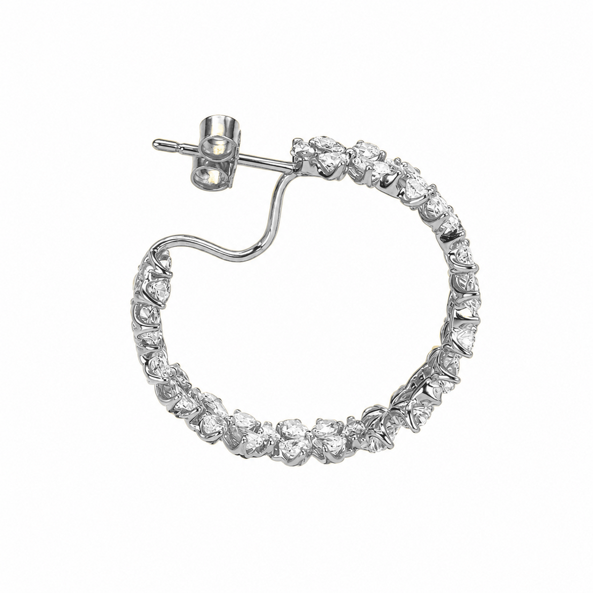 Mixed-Cut Diamond Hoop Earrings in 18K Gold, Lab-Grown Diamond