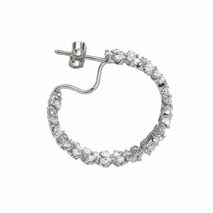 Mixed-Cut Diamond Hoop Earrings in 18K Gold, Lab-Grown Diamond