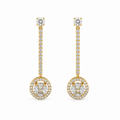 Pavé-Set Drop Earrings in 18K Gold, Lab-Grown Diamond