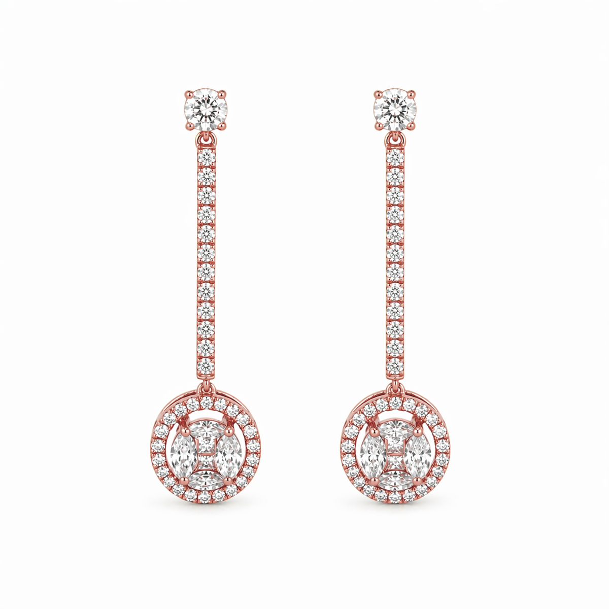 Pavé-Set Drop Earrings in 18K Gold, Lab-Grown Diamond