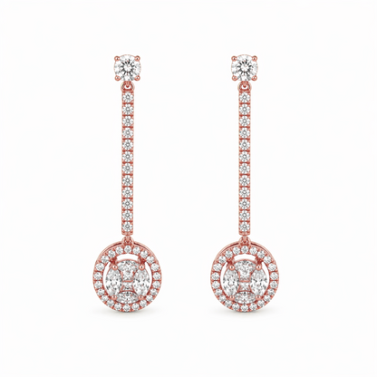 Pavé-Set Drop Earrings in 18K Gold, Lab-Grown Diamond
