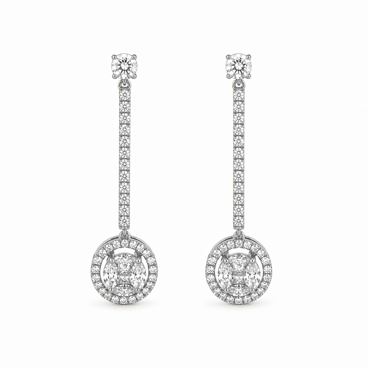 Pavé-Set Drop Earrings in 18K Gold, Lab-Grown Diamond
