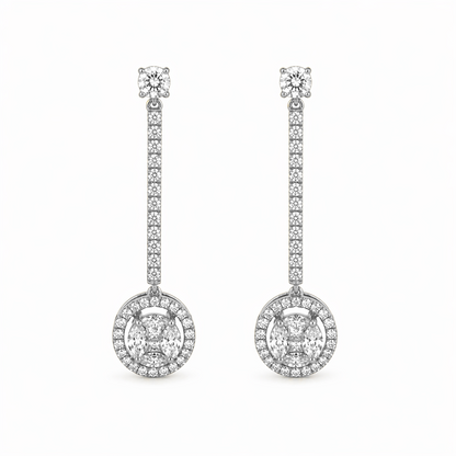 Pavé-Set Drop Earrings in 18K Gold, Lab-Grown Diamond