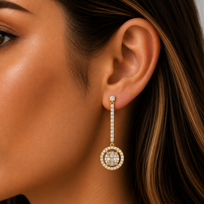Pavé-Set Drop Earrings in 18K Gold, Lab-Grown Diamond